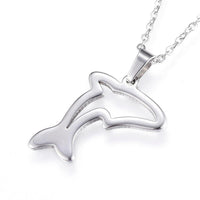 Stainless Steel Set Pendant Necklace Stud Earrings Dolphin 17.7" Pin 0.8mm P467