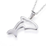 Stainless Steel Set Pendant Necklace Stud Earrings Dolphin 17.7" Pin 0.8mm P467