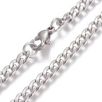 Stainless Steel Curb Chain Bracelet Lobster Clasp Silver Color 8.2" 4x5mm P229