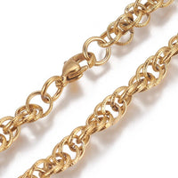 Stainless Steel Chain Bracelet Lobster Clasp Gold 8.2" 6x1.2mm P232