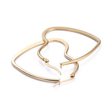 201 Stainless Steel Hoop Earrings 2MM Flat Heart Gold 1.8" Inches P547