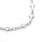 304 Stainless Steel Cross Link Anklet Lobster Flat Cross Silver Color 8.8" A48