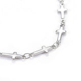 304 Stainless Steel Cross Link Anklet Lobster Flat Cross Silver Color 8.8" A48