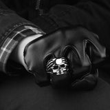 Stainless Steel Antique Gothic Biker Tribal Ring Black Men's Unisex Skull B184