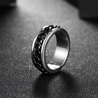 Stainless Steel Band Wedding Ring Black Men's Unisex Chain B423