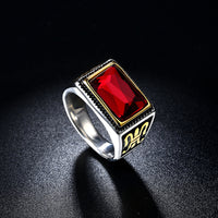 Stainless Steel Award  Ring Red Yellow Gold AAA Zirconia Men's Unisex B460