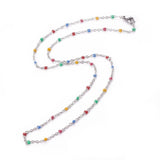 304 Stainless Steel Chain Necklaces Enamel Links Lobster Claw Clasps Solder P384