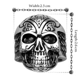 Stainless Steel  Antique Gothic Biker Tribal Ring Black Men's Unisex Skull B177