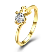 Yellow Gold Plated Ring Heart Plan AAA Zirconia Stone Heart B532