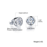 White Gold Plated Earring  Round AAA Cubic Zirconia 10mm Women's G255