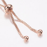 Bracelet Slider Bracelet Zirconia Box Chains Heart Rose Gold 10-1/4"(260mm) P312