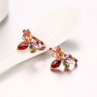Rose Gold Plated Earrings Flower Butterfly Drop Dangle Zirconia Latch Back L668