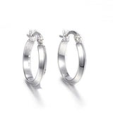 Stainless Steel Hoop Earrings Ring Silver 20x18.5x3mm  1x0.8mm P220