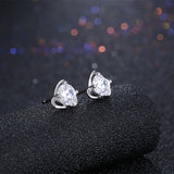 Sterling Silver Earrings  Stud AAA Zirconia  Push Back Clasp L750