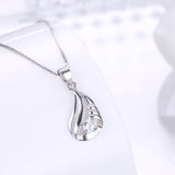 Sterling Silver Necklace Pendant Drop AAA Zirconia 18" 1MM Lobster Clasp B455