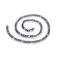 Stainless Steel Figaro Link Necklaces Lobster Black 20"  51cm Lobster Clasp Z564