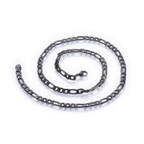 Stainless Steel Figaro Link Necklaces Lobster Black 20"  51cm Lobster Clasp Z564