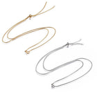 Stainless Steel Slider Necklaces Snake Stopper Beads Gold Silver Adjustable P385