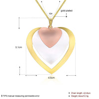 Yellow Rose Gold Plated Necklace Pendant Heart Drop 19 Inches 1MM Lobster B273