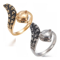 304 Stainless Steel Finger Rings Fox Antique Gold Size 6-9 16-19mm  A3