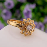 Gold Zirconia Flower Band Ring Size 8 B107