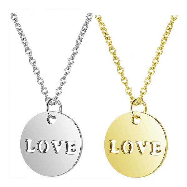 Stainless Steel Pendants Necklaces Word LOVE Silver 16.3 inches 40cm 1mm Z579