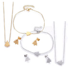 Stainless Steel Set Pendant Necklace Earrings Bracelet Christmas Tree 16.5" P743