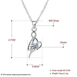 Sterling Silver Necklace Pendant Drop AAA Zirconia 18" 1MM Lobster Clasp B445