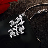 Sterling Silver Plated Necklace Pendant Flower Zirconia 18" 1MM Lobster B369