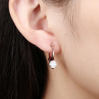 Rose Gold Plated Earrings Hoop Huggies AAA Zirconia  Latch Back Clasp L463
