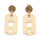 Stainless Steel Dangle Stud Earrings Laser Cut Blade Gold 55mm 0.8mm Z337