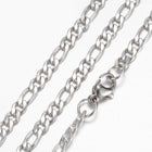 Stainless Steel Figaro Chain Necklace Lobster Clasp Silver 19.6" 4mm  P107