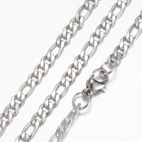 Stainless Steel Figaro Chain Necklace Lobster Clasp Silver 19.6" 4mm  P107