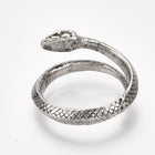 Alloy Cuff Finger Ring Snake Antique Silver Size 5 Adjustable 16mm P457