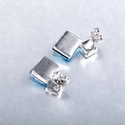 Platinum Plated Earrings  Stud AAA Zirconia Blue Push Back Clasp L681