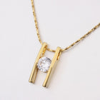 Gold Plated Necklace Pendant Zirconia 20 Inches 1MM Lobster B74