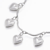 304 Stainless Steel Charm Bracelet Heart Stainless Steel Color 8.2"  A103