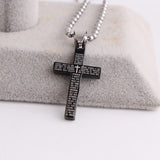 316L Stainless Steel Pendant 0.6412X1.1304 Inch Cross Black Necklace 22" B99