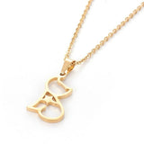 Stainless Steel Set Earring Pendant Necklace Cat Shape Gold 18" P847