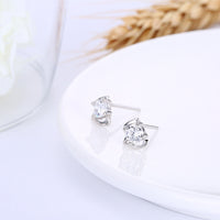 Sterling Silver Plated  Earrings  Stud AAA Zirconia  Push Back Clasp L796