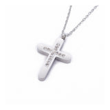 Stainless Steel Pendant Necklace Polymer Clay Zirconia Cross Silver 18" A213