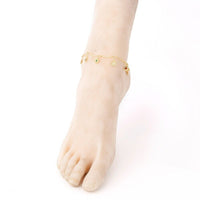 Enamel Charm Anklet Bracelet Chain Stainless Steel Lobster Flower Gold 9.6" Z16