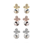 Rose Gold Platinum Plated Earrings Stud AAA Zirconia Push Back .4" L296