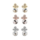 Rose Gold Platinum Plated Earrings Stud AAA Zirconia Push Back .4" L296