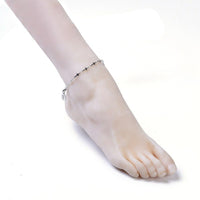 304 Stainless Steel Cross Link Anklet Lobster Flat Cross Silver Color 8.8" A48