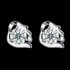 Sterling Silver Earrings  Stud AAA Zirconia  Push Back Clasp L738