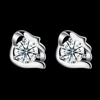 Sterling Silver Earrings  Stud AAA Zirconia  Push Back Clasp L738