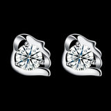 Sterling Silver Earrings  Stud AAA Zirconia  Push Back Clasp L738