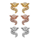 Rose Gold Platinum Plated Earrings AAA Zirconia Push Back Sugar Glider .52" L289