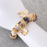 European Beads Charm Flower Leaves Bracelet Adjustable 20MM No Clasp  L76